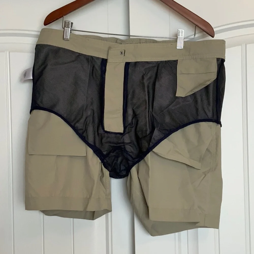 Lands End Hiking Shorts With Liner Men’s XL Tan Swim Technical Fabric